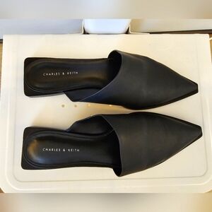Charles & keith asymmetrical Mules Flat slip ons